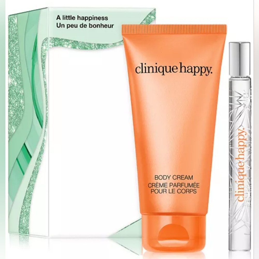 NEW Clinique A Little Happiness Fragrance & Body Set Spray 0.34 oz Cream 2.5 oz